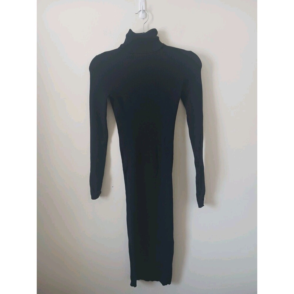 Rocorose Bodycon Sweater Dress Black Ribbed Turtleneck Long Sleeve‎ Knit  Size S